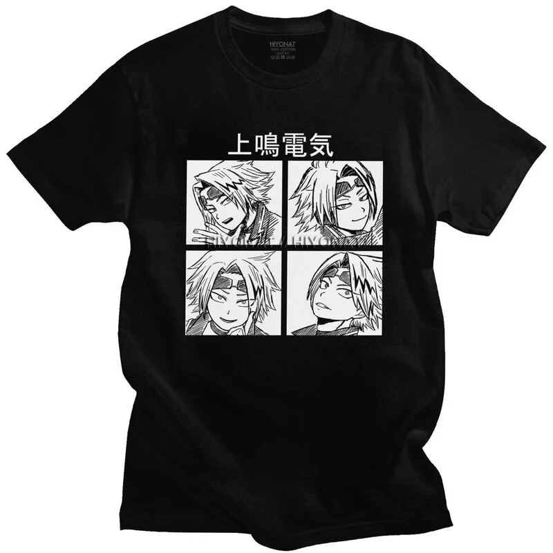 

Футболка мужская хлопковая с коротким рукавом, красивая Denki Kaminari My Hero академия, Повседневная японская аниме футболка с рисунком манги