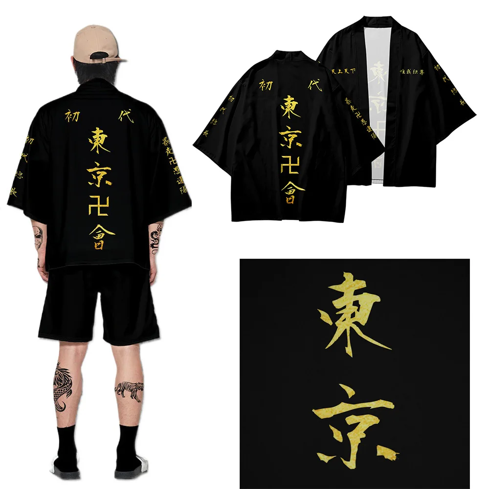 

Anime Tokyo Revengers T-shirt Hanagaki Takemichi Ken Ryuguji Cloak Tops Jackets Draken Haori Ryuguuji Ken Mikey Kimono Coats Men