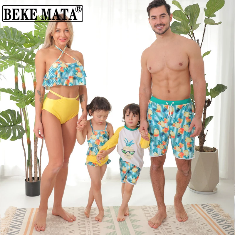 

Mommy And Me Swimwear Family Look Split Mother Daughter Bikini Suit Father Son Matching Clothes Sets Summer Family Swimsuits