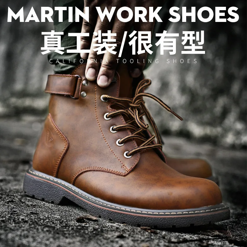 

Мужские ботинки челси, зимние, осенне-зимние ботинки с высоким берцем для студентов, мужские теплые рабочие ботинки в западном стиле, мужски...