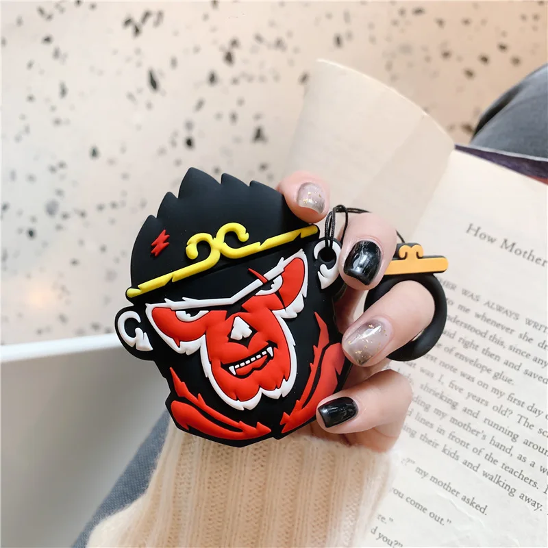 Monkey King Чехол Аксессуары для Airpods Bluetooth чехол для наушников Airpods 2 защитный чехол милый силиконовый Dragon Ball Son Goku брелок - Цвет: Monkey King