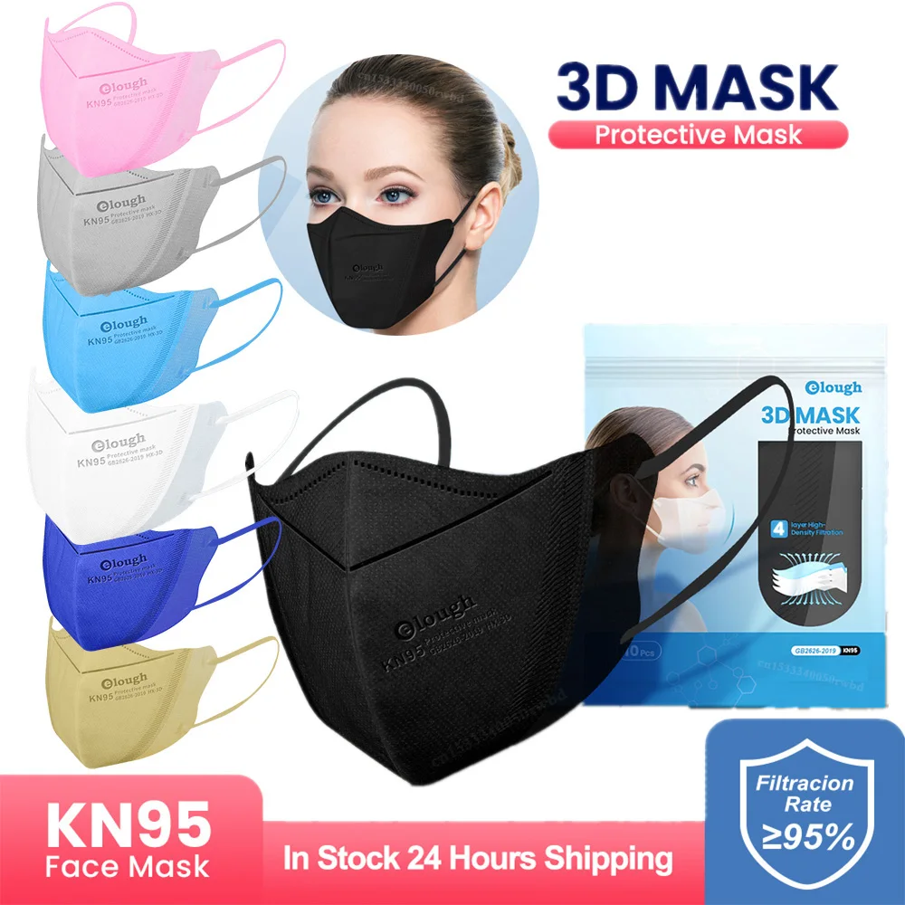 Elough маска FFP2 Утвержденная CE 3D Защитная Kn95 для лица Пылезащитная PM2.5 дышащая