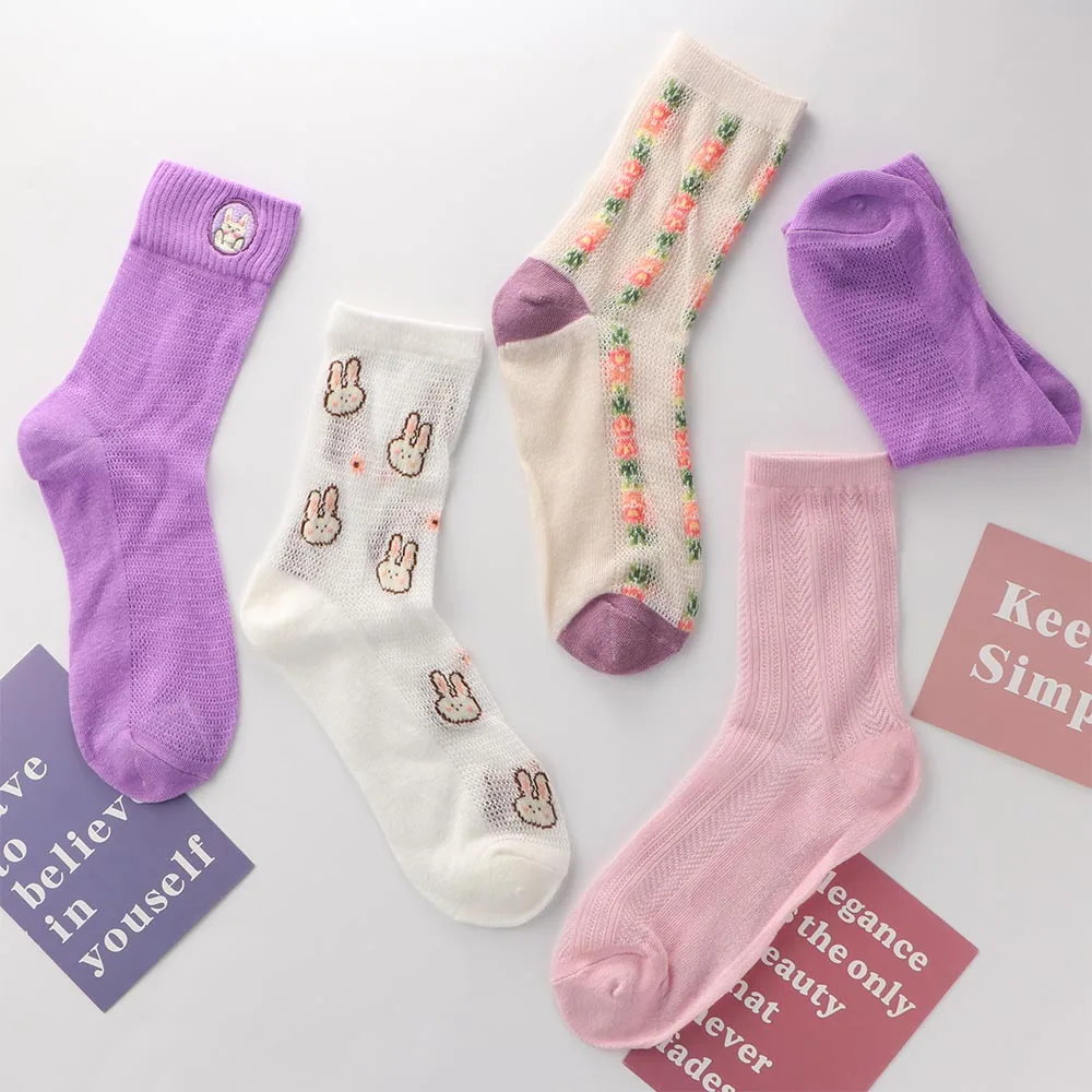 

1 Pair Heart Breathable Socks Spring New Fashion Pink strawberry Women Soft Cute Long Mesh Socks For Women Girls