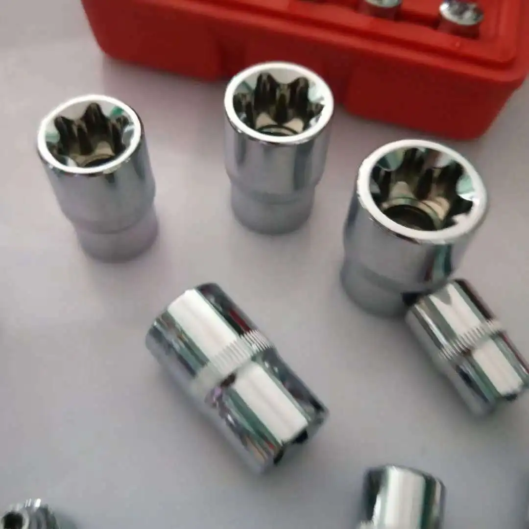 Crv material 14pcs/set E Torx Star Female Bit Socket Set 1/2" 3/8" 1/4" Drive E4 - E24 repair tool hand set high quanlity |