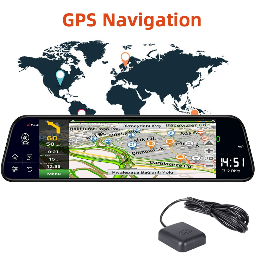 Bluavido 4G Android 11,6" Сенсорное автомобильное зеркало видео видеорегистратор gps навигатор ADAS FHD 1080P двойная камера зеркало заднего вида DVR рекордер