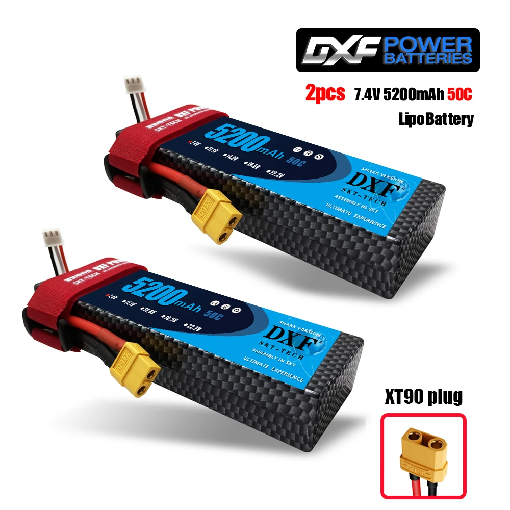 2PCS520050ChardXT90 2 шт. DXF 7,4 В 3300 мАч 5200 мАч 6500 мАч Lipo аккумулятор жесткий чехол 2S 50C 60C 80C 1/10 1/8 весы для TRX Slash 4x4 RC автомобилей Жесткий Чехол - Цвет: 2PCS520050ChardXT90