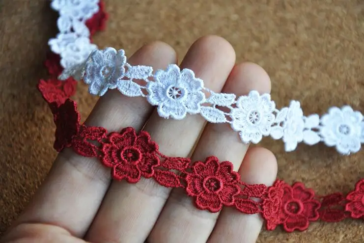 3 метра вышитый белый бордовый кружевной край отделка Лента для аппликации