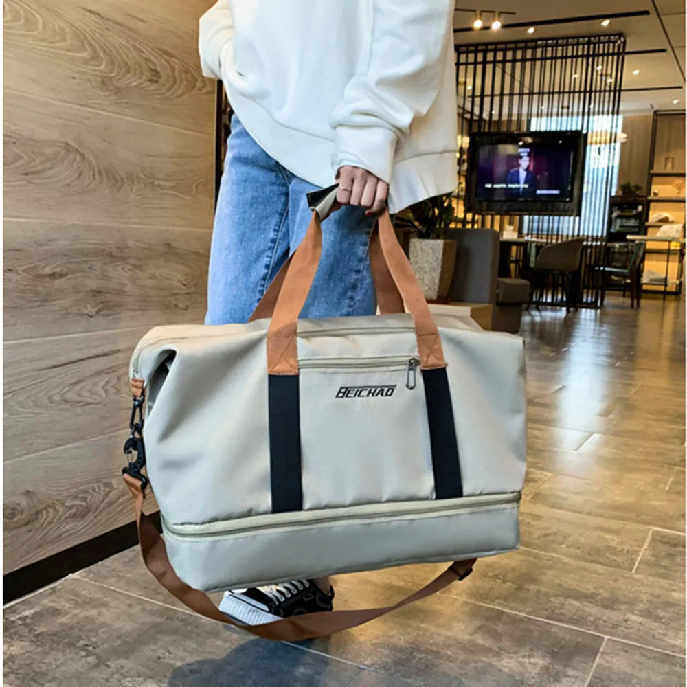Women Gym Handbag Fitness Traveling Bags Nylon Shoulder Crossbody Sports Patchwork Tote Shoes Sac De Sporttas Gymtas Sack XA295D | Спорт и