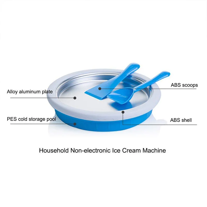 

Non-Electronic Instant Ice Cream Maker Plate Fried Icecream Ice Roll Pan Machine freeze Yogurt (Blue)