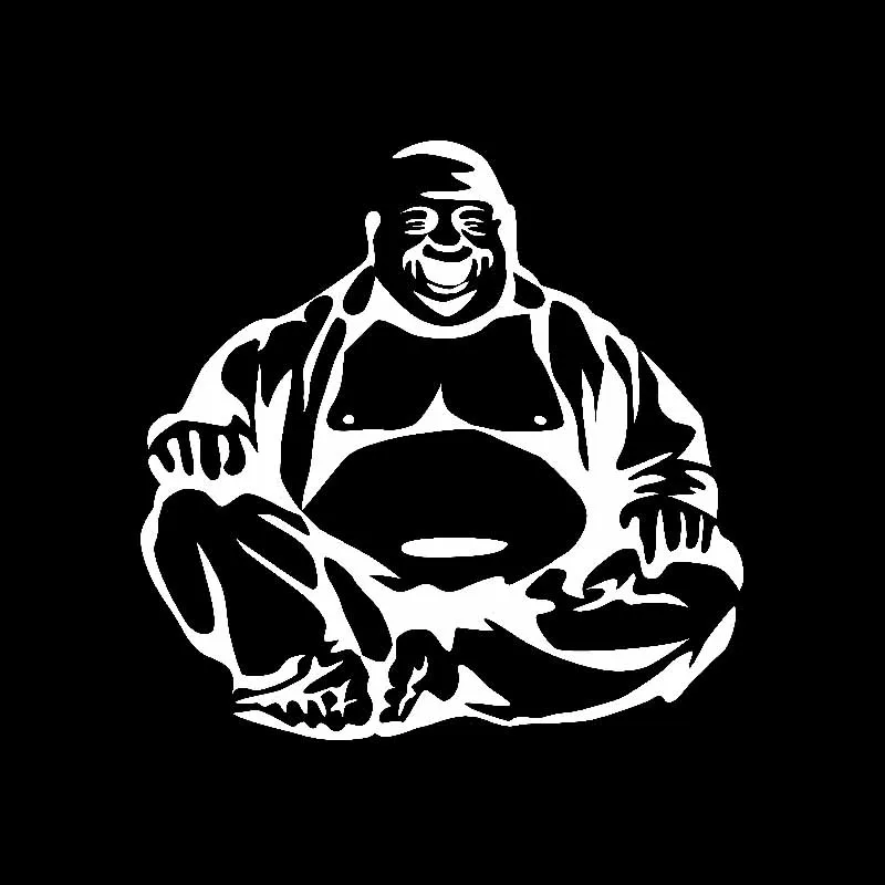 Volkrays Cartoon Car Sticker Laughing Buddha Buddhism Accessories reflective Vinyl Decal Black/Silver 15cm*16cm | Автомобили и