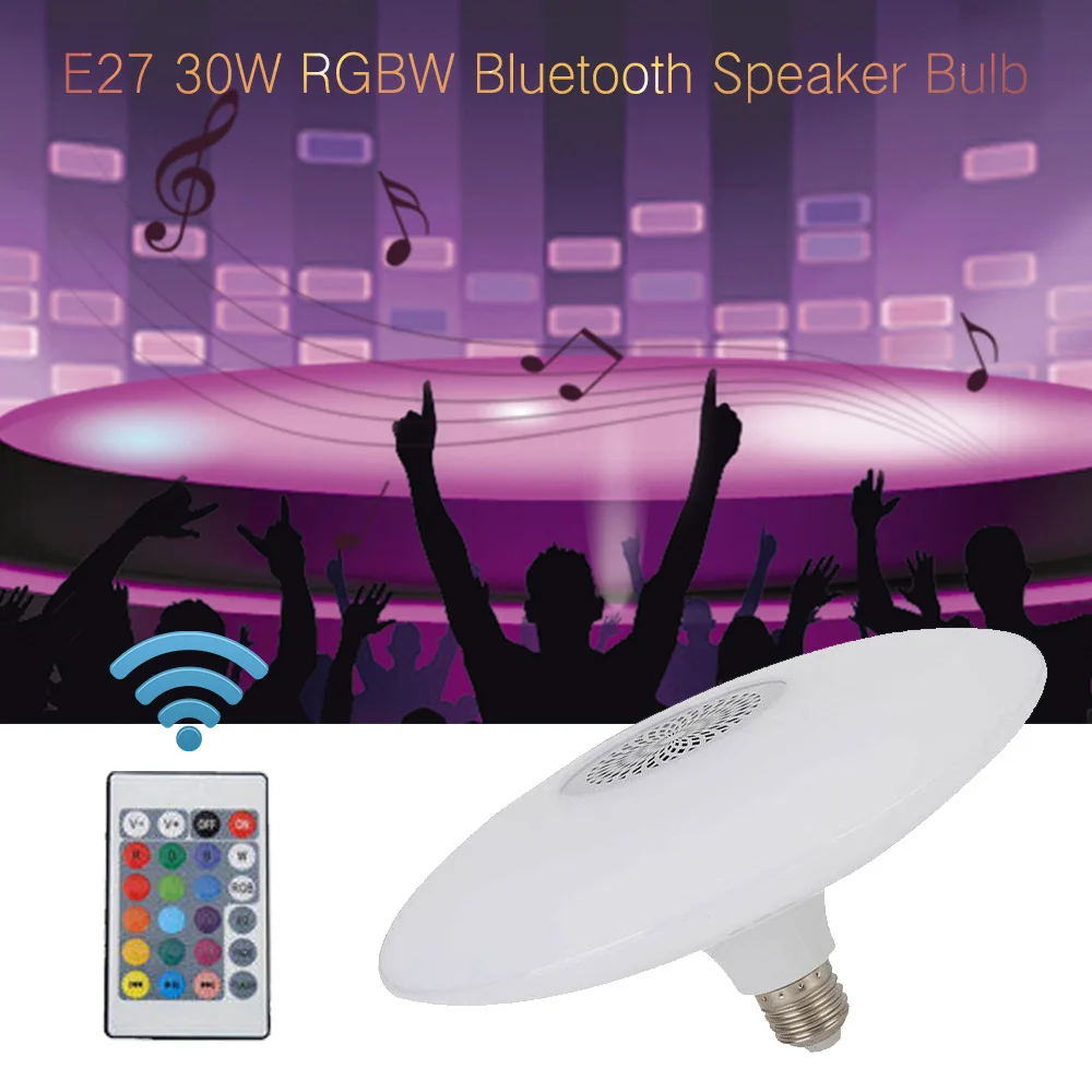 

New E27 30W RGB Smart Music Led Bulb Bluetooth Speaker LED Bulb Light Music Playing Dimmable Remote Control Home Party Lighting