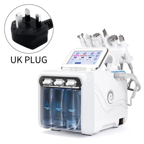 UK Plug Горячее предложение 6 в 1 портативное гидро дермабразия кожи ухаживающее косметологическое оборудование вода кислородная струя гидро алмазная шлифовка микродермабразия - Цвет: UK Plug