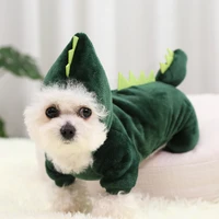 pet clothes high quality coral velvet dinosaur transformation into autumn and winter warm four legged clothes dog clothes