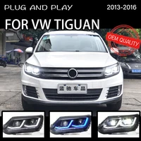head lamp for car vw tiguan 2013 2016 headlights fog lights daytime running lights drl h7 led bi xenon bulb car accessories