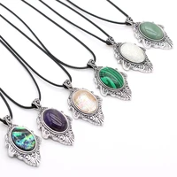 reiki heal natural stone gem necklace antique silver alloy pendant necklace for fashion jewelry women graceful gifts