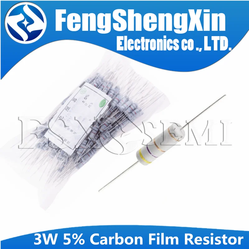 

10pcs 3W 5% Carbon Film Resistor 0.1R ~ 2.2M 1 2.2R 10R 22R 47R 51R 100R 150R 470R 1K 4.7K 10K 47K 1 2.2 10 22 47 51 100 150 470