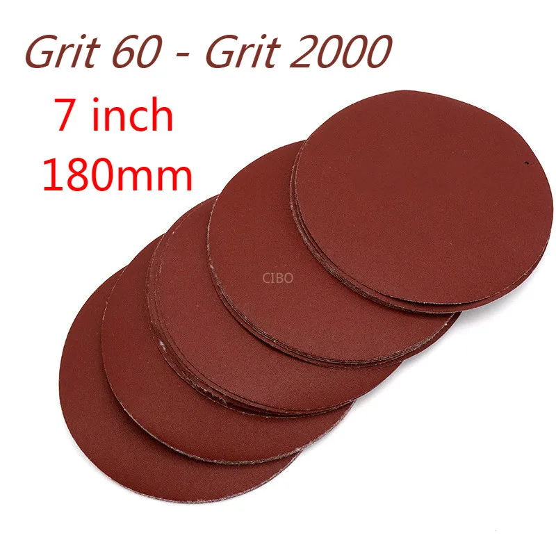 100pcs CIBO 180mm 7 Inch Round Sandpaper Disk Sand Sheets Grit 60-Grit 2000 Hook and Loop Sanding Disc Polish Free Shipping | Инструменты