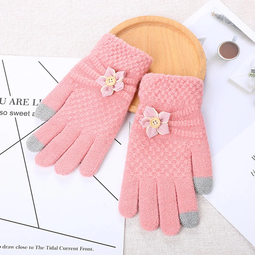 Горячая Распродажа двухслойные женские вязаные перчатки плюс бархатные толстые