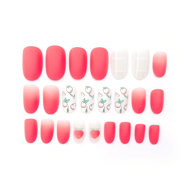 24 шт. накладные ногти французская Балерина с узором медовый персик акриловые