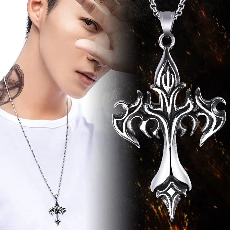 Крест тенденция ожерелье простого титана нержавеющей стали в стиле хип-хоп