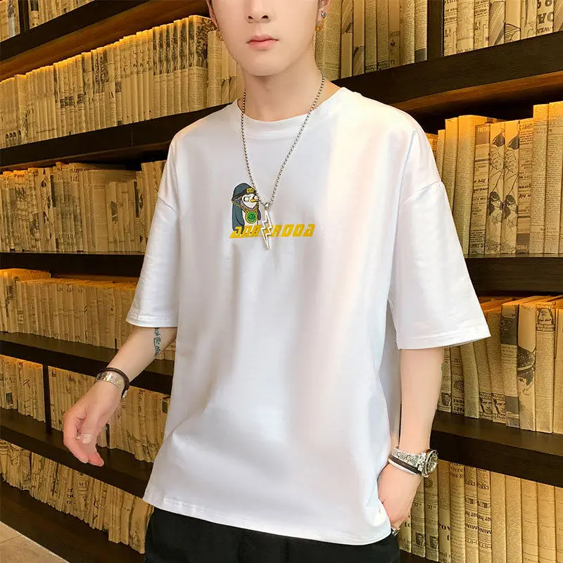 Футболка мужская оверсайз с рукавом до локтя свободная тенниска для скейтборда