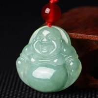 natural burmese jade a level carved happy buddha pendant necklace jewelry