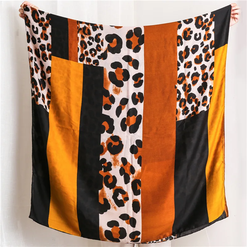 

2020 Luxury Lady cotton material scarf Autumn and winter Fashion warm New style Cotton silk scarves women's Leopard Print shawl