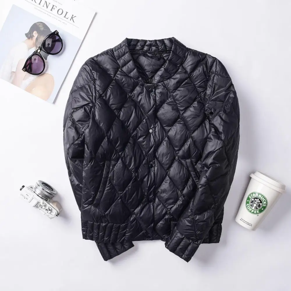 

New 2020 Autumn Winter White Down Jacket Mujer Women Short Parkas Diamond Ultra Light Coat Female Plus Size Underwear Outerwear