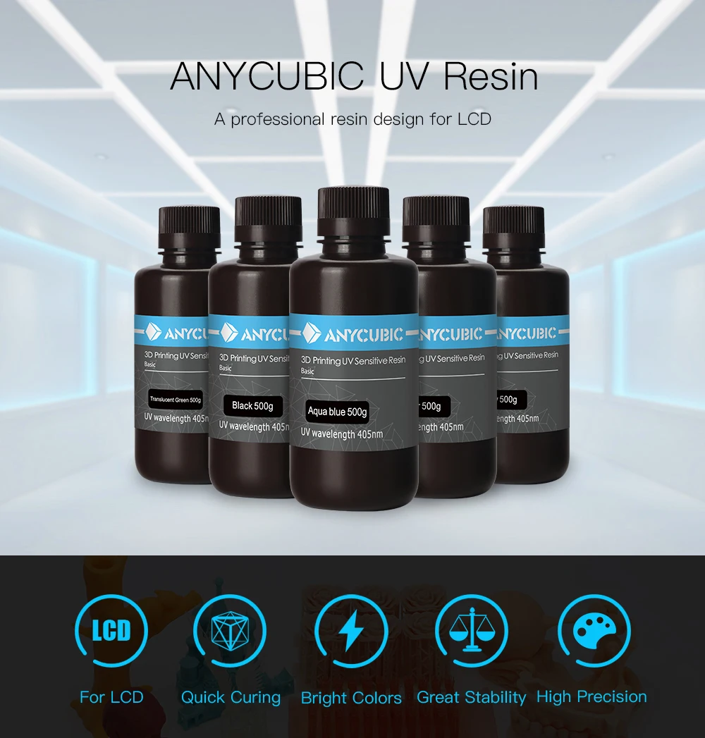 ANYCUBIC 405nm полимерный печатный материал SLA 3d Принтер lcd чувствительный УФ смола 1Л/500
