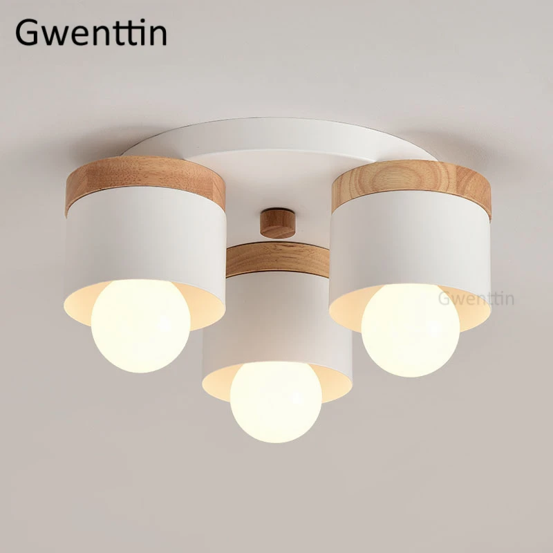 Современный деревянный светодиодный потолочный светильник скандинавские