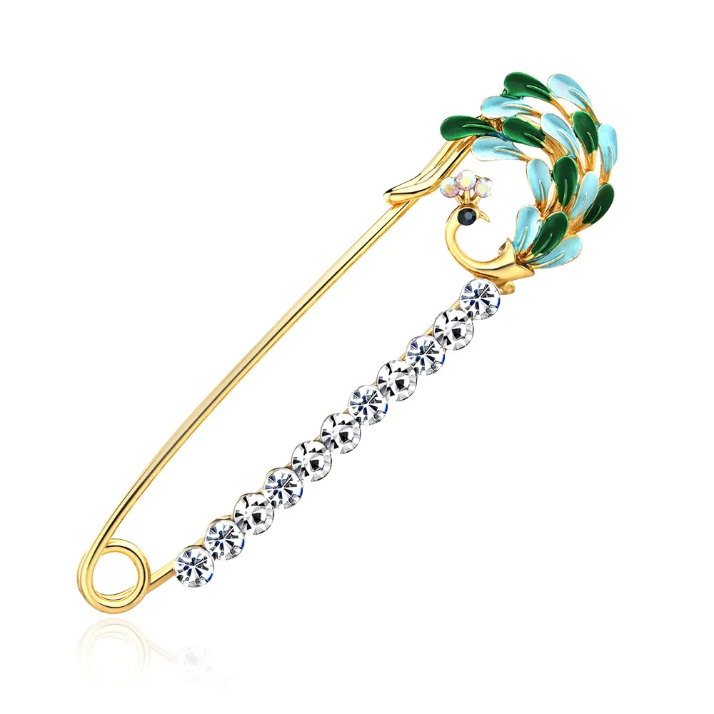Полный Стразы с опалом Белый Зеленый Павлин Броши для женщин брошь булавки