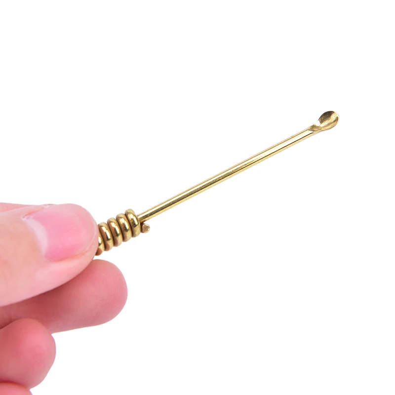 

1PCS Portable Handmade Brass Spiral Shape Smoke Pipe Ear Cleaner Earwax Spoon Earpick Keychain Pendant Tool Accessories