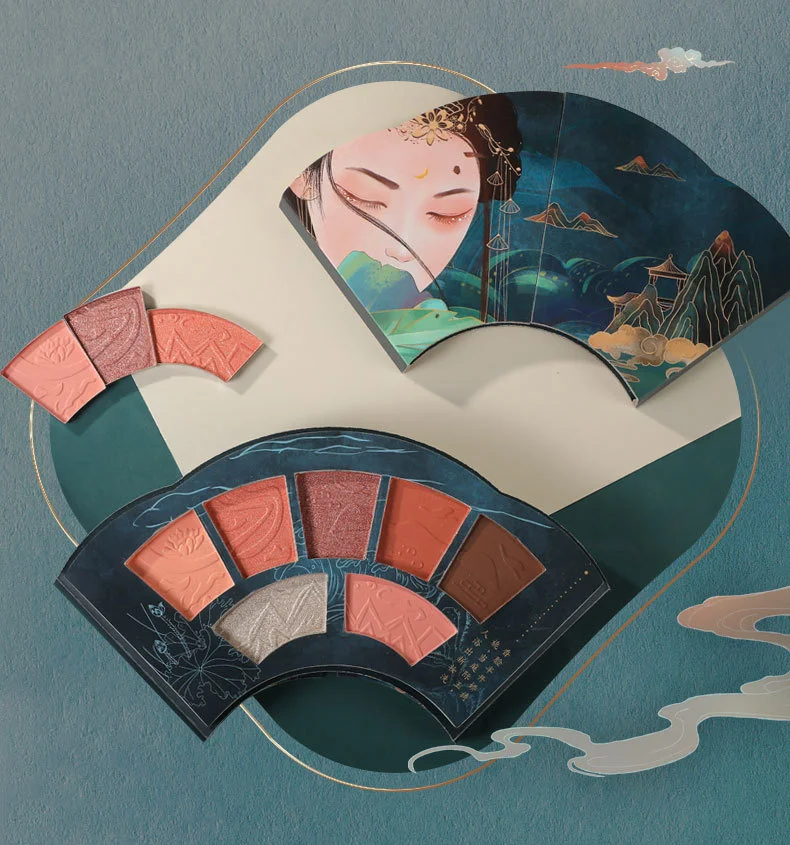 

ChineseFan-ShapedEmbossed Seven-Color MakeupEyeshadow PaletteEasy To ColorPearlescent NoFloatingPowderHigh-Gloss BlushEarthColor