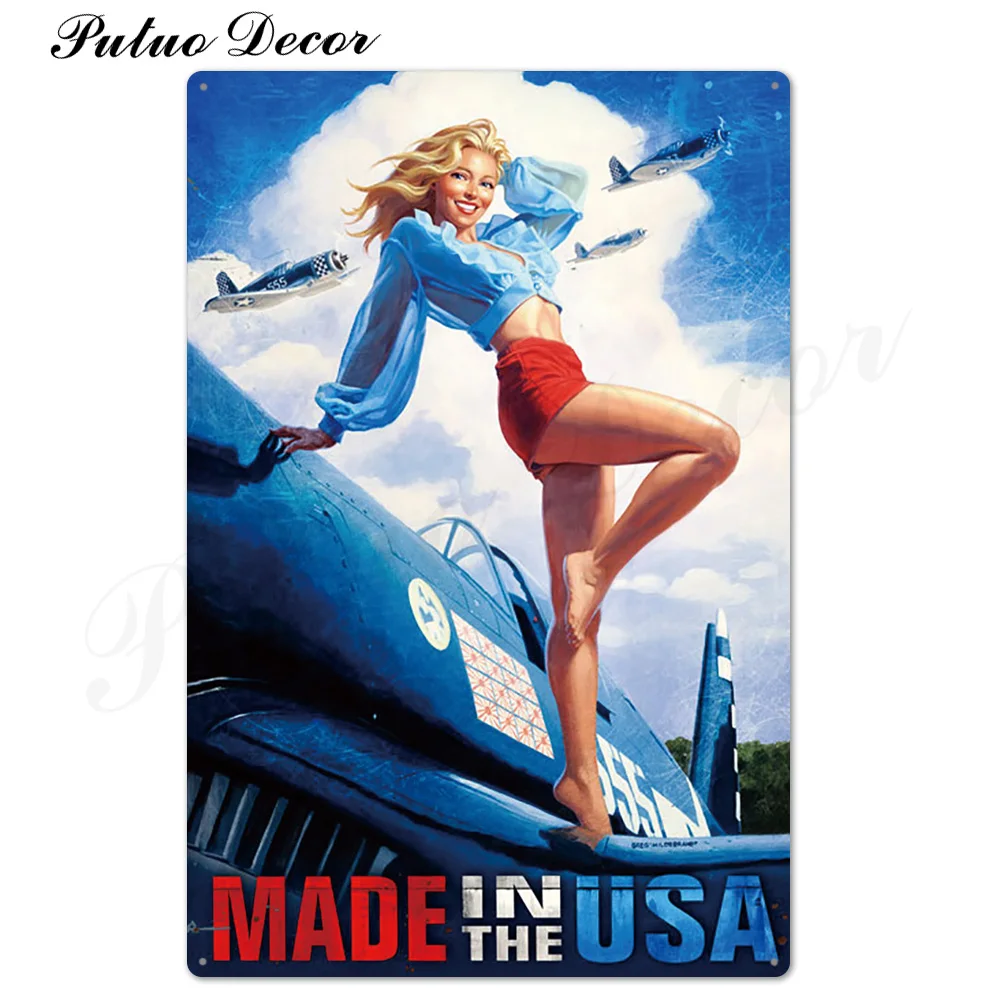 TH2022 Pin Up Girl Оловянная табличка металлическая винтажная Сексуальная металлическая вывеска Настенный декор для бара паба клуба человек пещера значки в стиле ретро металлическая живопись - Цвет: TH2022