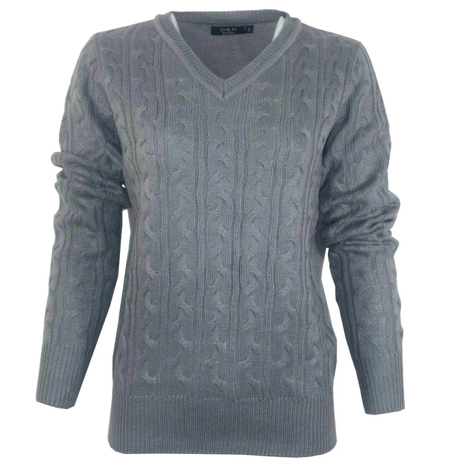 

Женский трикотажный джемпер с длинным рукавом и V-образным вырезом UK 8 - 20