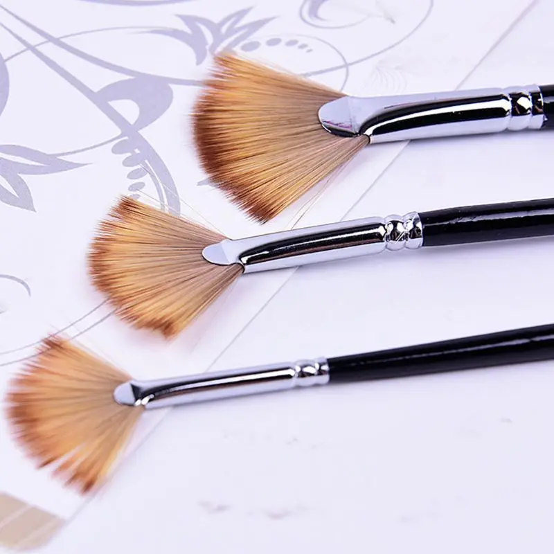 

3 Fan-shaped Copper Tube Mixed Color Watercolor Brush Set Art Supplies Painting