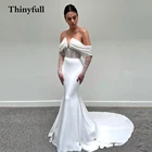 Thinyfull пляжные свадебные платья с юбкой-годе с открытыми плечами и длинными рукавами