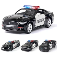 136 diecast alloy police car models challenger 2 doors opened with pull back function metal sports cars model for children toys