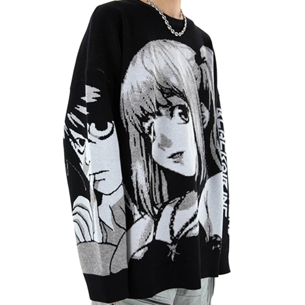 Женский свитер в стиле аниме тетрадь смерти большого размера Корейском для