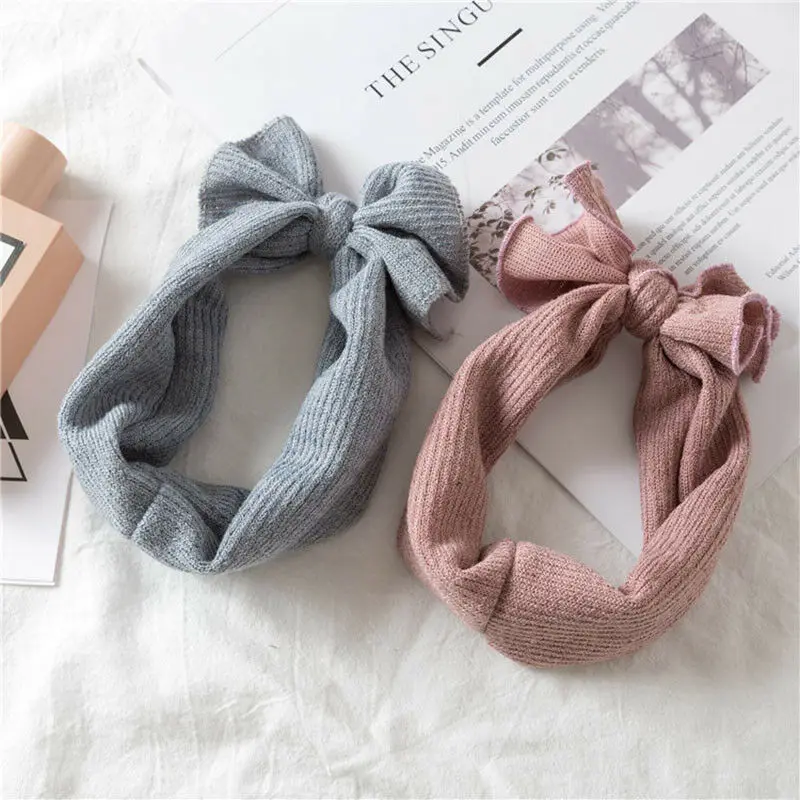 

Cute Baby Girl Headbands Knitted Newborn Baby Bows Knitted Turban Infant Headband Warm Hairbands Headwrap Kids Hair Accessories