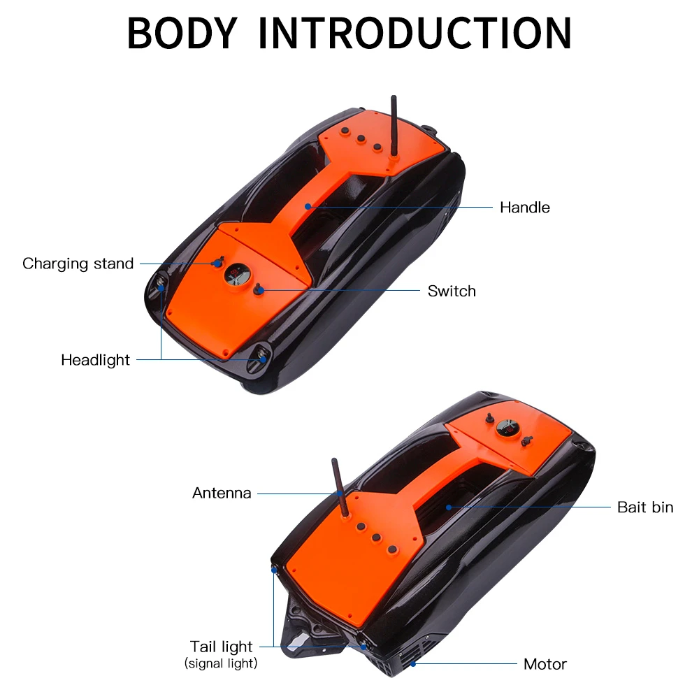 500 м Беспроводная рыболовная приманка лодка с одним нижним бункером ЖК-дисплеем