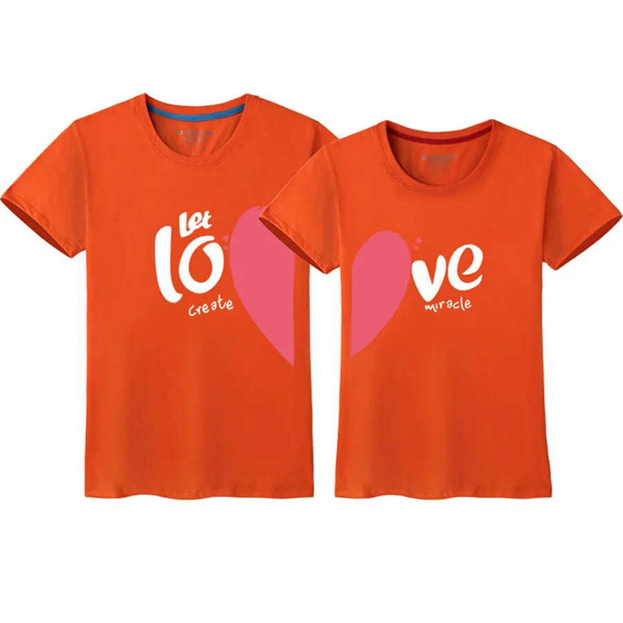 Новые летние Забавные футболки для пар хлопковые с круглым вырезом и принтом