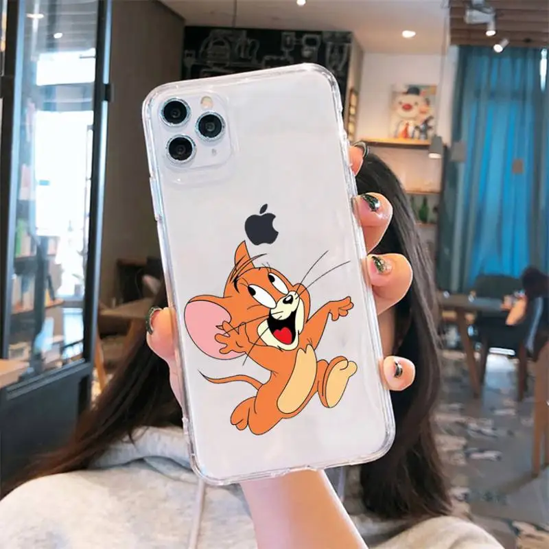 

Cartoon cute jErRy tOm Phone Case Transparent soft For iphone 5 6 7 8 11 12 s c se plus mini x xs xr pro max cover shell funda