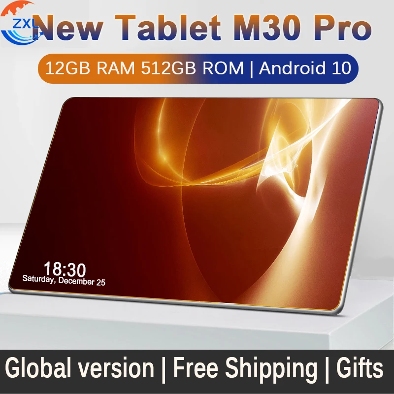 

M30 Pro Tablet Android 10.1 Inch Global Version Tablets MTK6797 10 Core 12GB RAM 512GB ROM Tablette GPS Phone Call Game Tablete