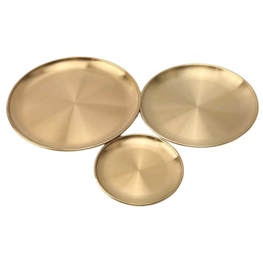Золотой лоток для хранения из нержавеющей стали роскошная металлическая круглая