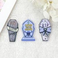 12pcs pastel goth coffin charms spooky creative acrylic tombstone pendant for earring necklace diy making
