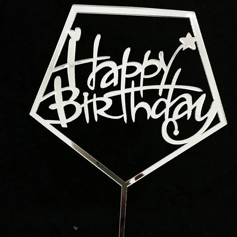 1 pc Acrylic Happy Birthday Love Cake Topper Decoration for Birthday Cupcake Flag Birthday Party Decorative Props Supplies - Цвет: Мятно-зеленый