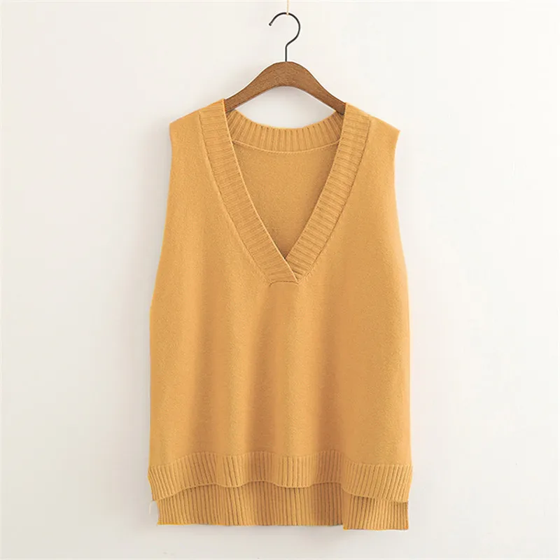 Женский вязаный жилет с V-образным вырезом без рукавов | Женская одежда