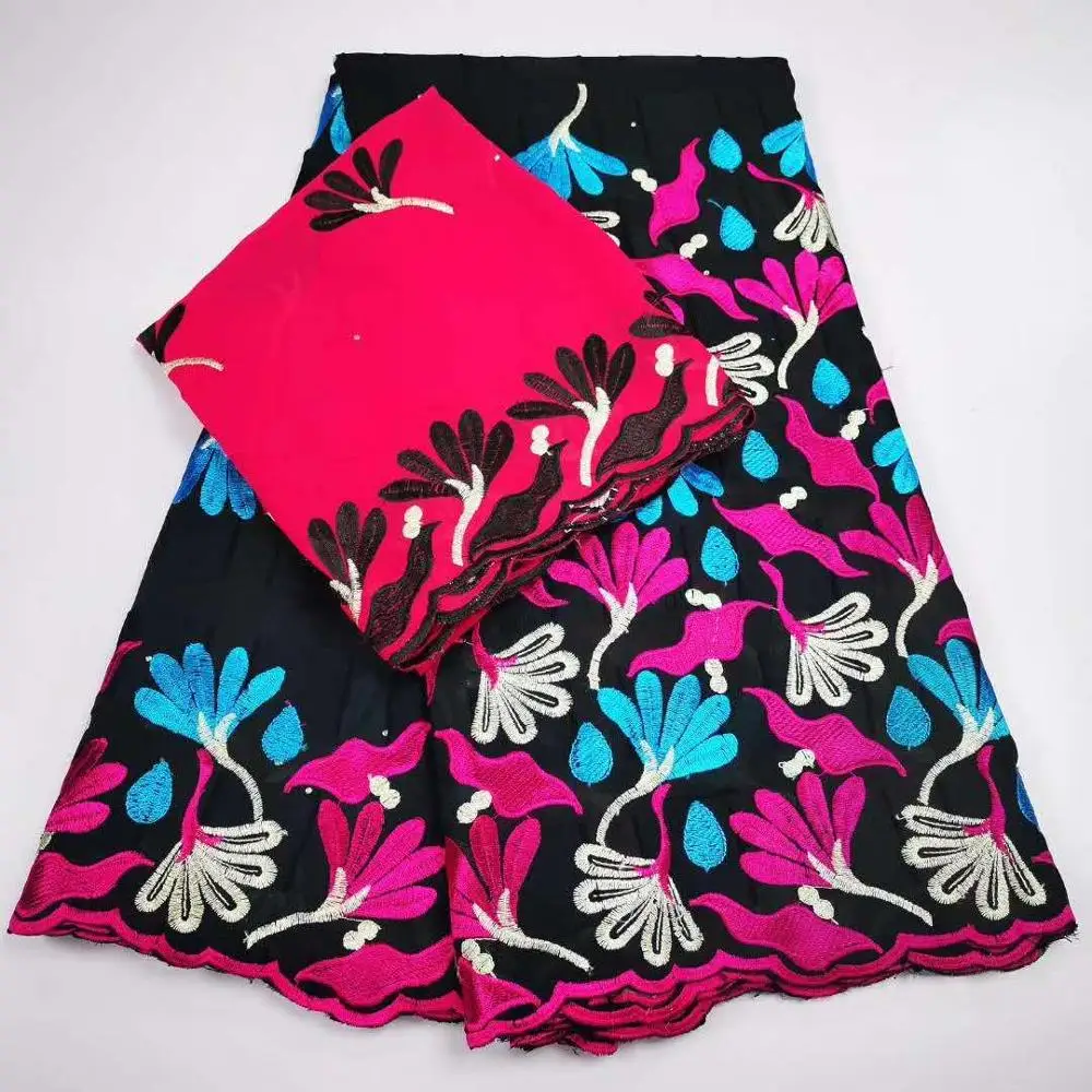 Цветная 2 в 1 хлопковая ткань Швейцарии вышитая камнями tissu africain brode coton guinea brocade для