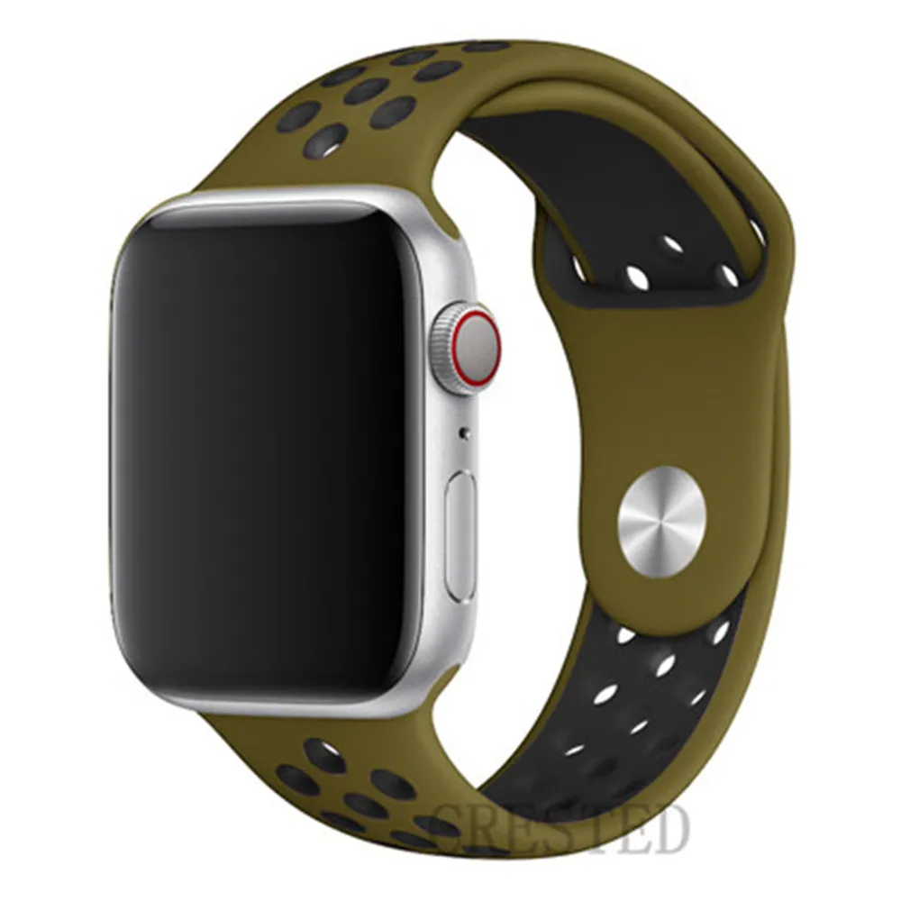 Ремешок для apple watch 5 4 3 ремешок 44 мм/40 мм iwatch ремешок 5 42 мм/38 мм correa силиконовый браслет аксессуары для часов - Цвет ремешка: Olive Flak 31
